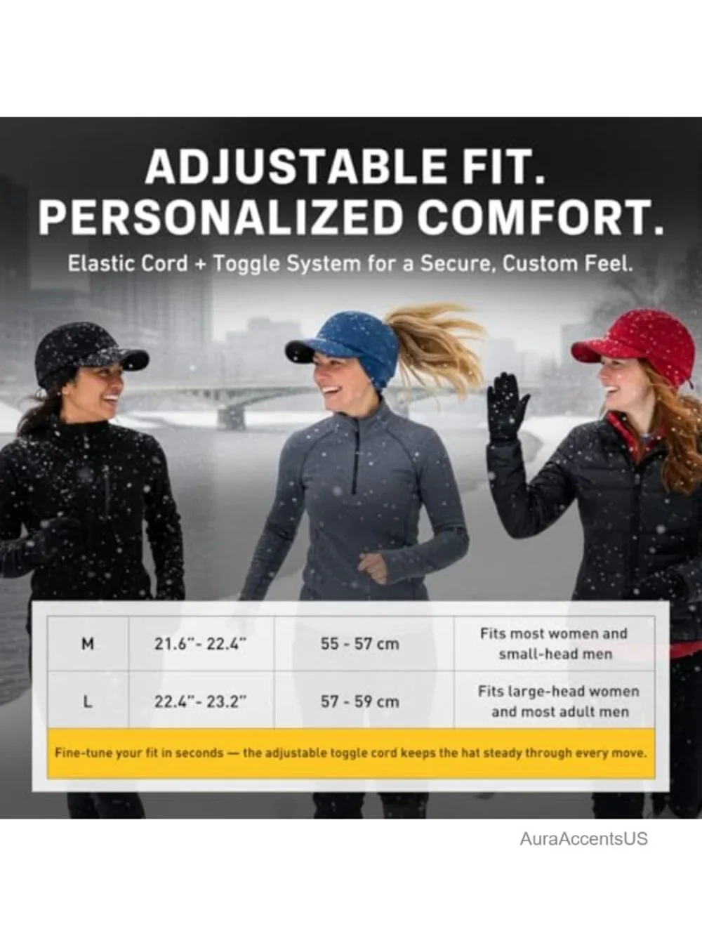 Fleece Ponytail Running Hat with Ear Flaps - Winter Cap for Women